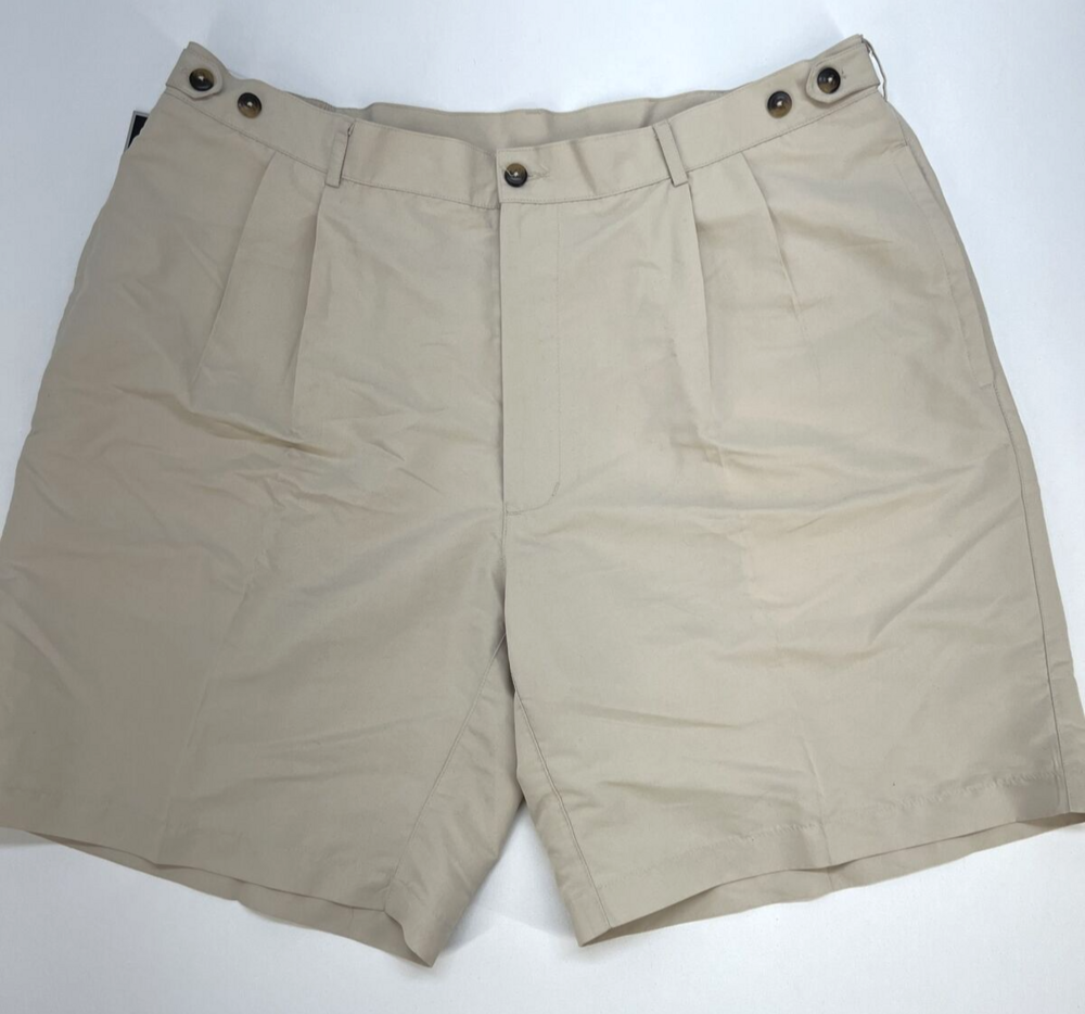 Haggar Performance Cool 18 Zip Pleated Front Shorts Men’s 40 Bone NWT $48